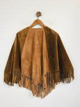 Load image into Gallery viewer, Piel Women&#39;s Fringe Suede Cape Shawl | OS | Brown
