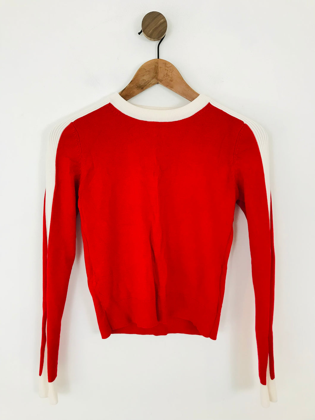 Zara Women's Stripe Sleeve Jumper | S UK8 | Red