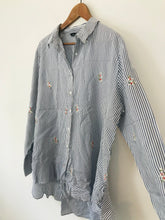 Load image into Gallery viewer, Zara Women&#39;s Striped Embroidered Button-Up Shirt | XXL UK18 | Blue
