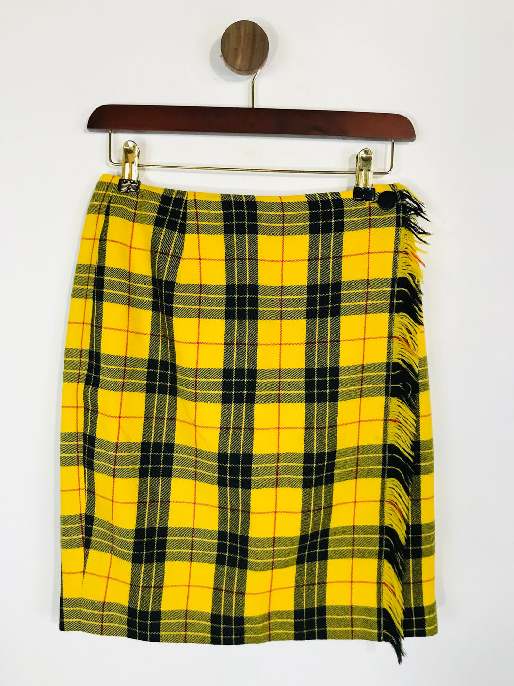 Episode Women's Wool Tartan Pencil Skirt  | UK8 | Yellow