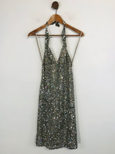 Load image into Gallery viewer, Scala Women&#39;s Embroidered Halter Neck Mini Dress NWT | UK8 | Grey

