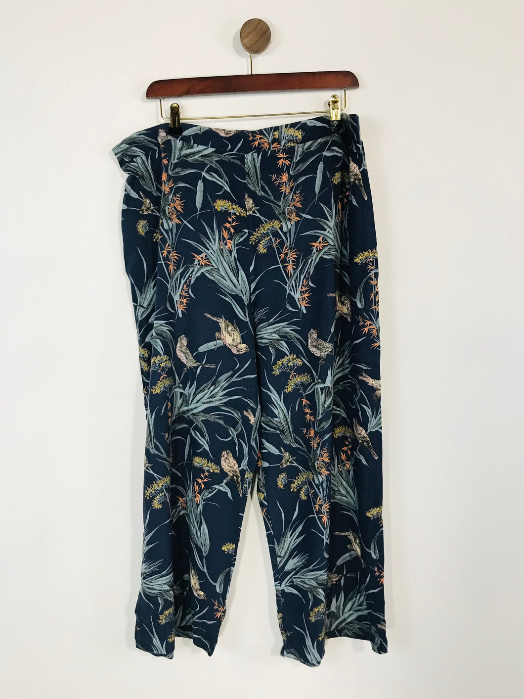 Warehouse Women's Floral Boho Casual Trousers | UK18  | Blue