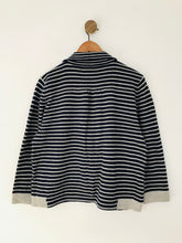 Load image into Gallery viewer, Topshop Women&#39;s Striped Collared Cardigan | UK16 | Blue
