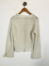 Load image into Gallery viewer, Oui Moments Women&#39;s Linen Crochet Jumper | M UK10-12 | White

