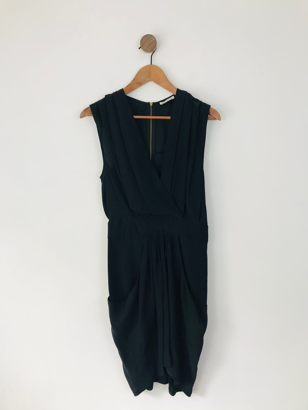 Whistles Women’s Silk Draped V-Neck Dress | UK8 | Black