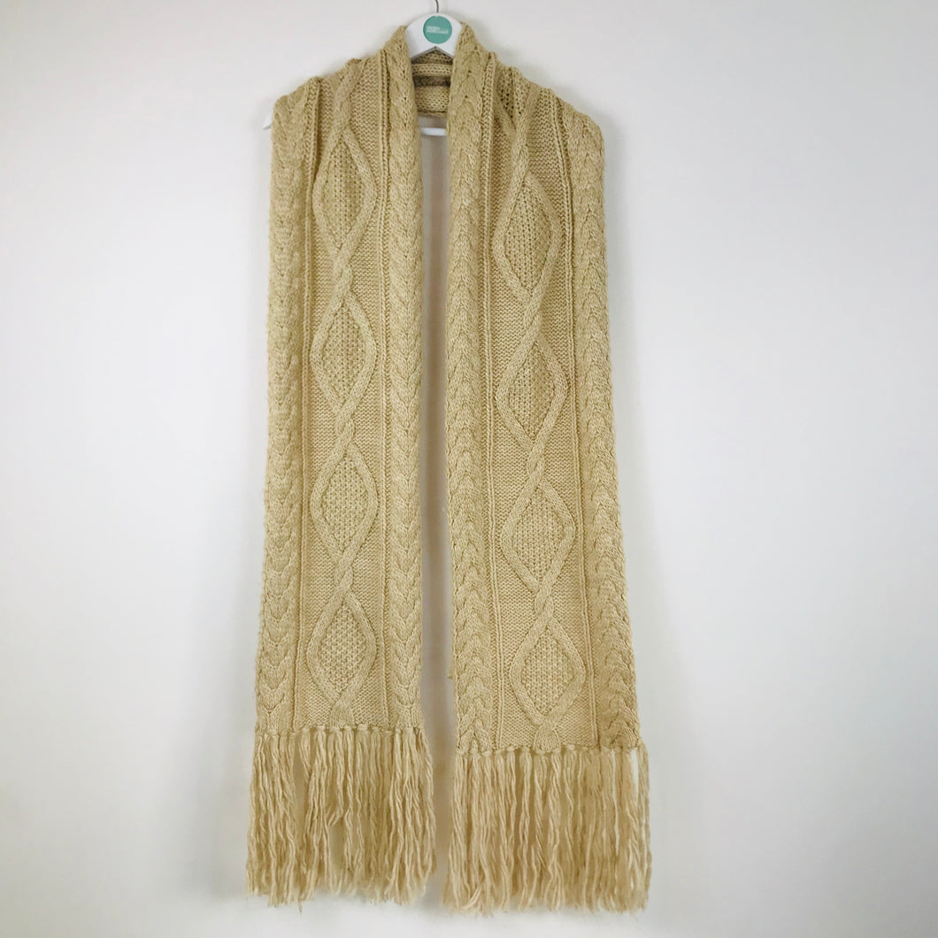 Denim & Supply Ralph Lauren Cable Knit Fringed Scarf | One Size | Cream