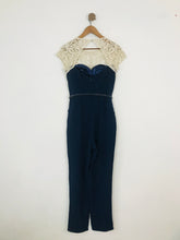 Load image into Gallery viewer, Little Mistress Women’s Embroidered Jumpsuit | UK12 | Navy Blue
