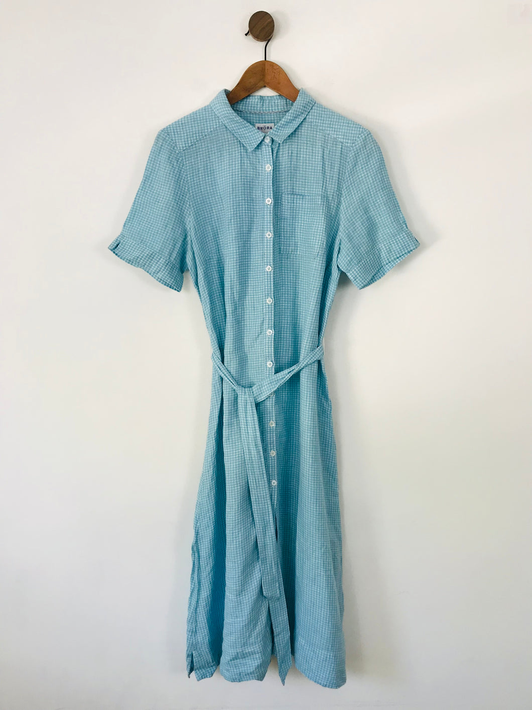 Brora Women's Check Midi Shirt Dress | UK14 | Blue