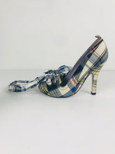 Load image into Gallery viewer, Irregular Choice Women&#39;s Check Bow Heels | EU38 UK5 | Blue
