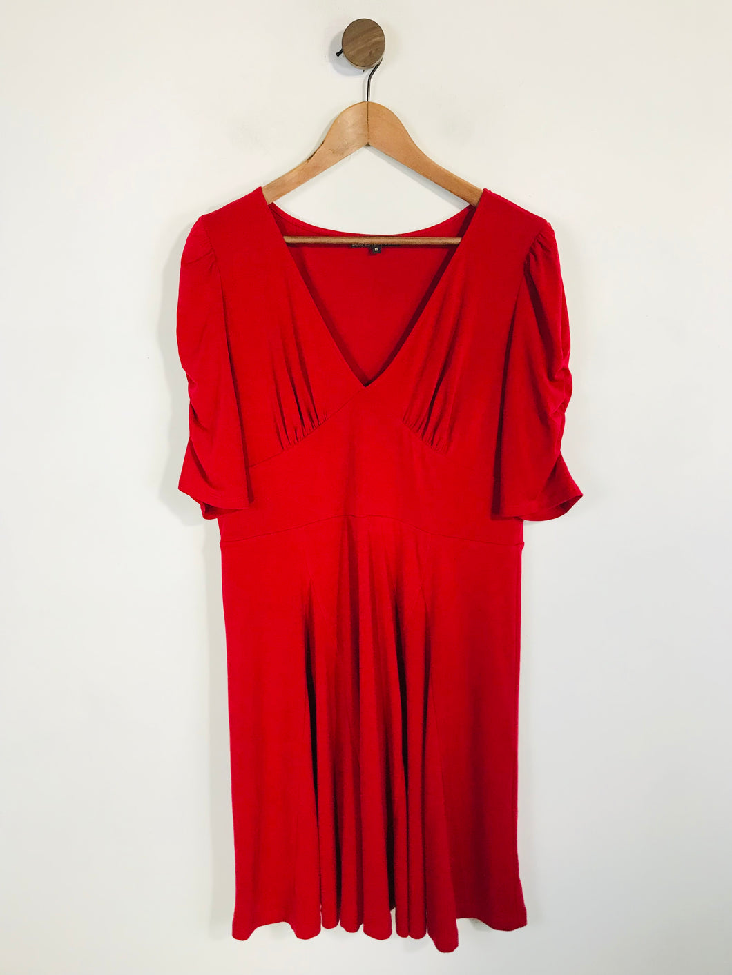Biba Women's Ruched V-neck A-Line Dress | UK16 | Red