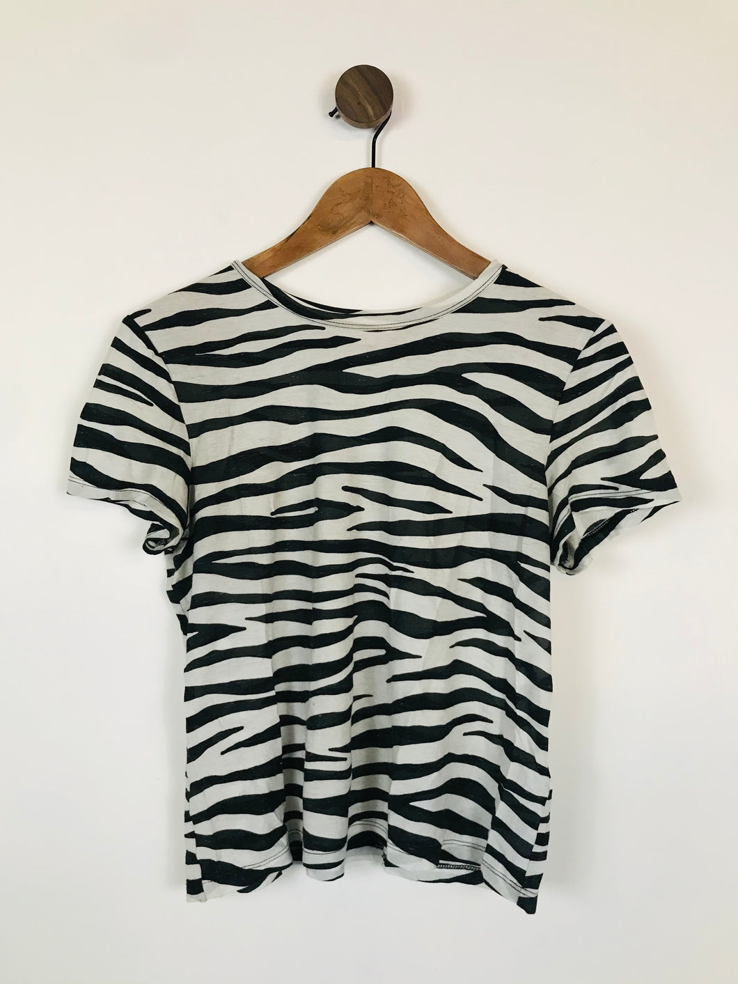 A.L.C Women's Zebra Print T-Shirt | S UK8 | White
