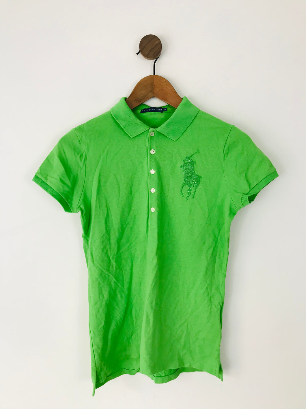 Ralph Lauren Women’s Beaded Polo Top Shirt | M | Green