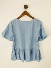 Load image into Gallery viewer, French Connection Women&#39;s Oversized Frill Blouse Top | UK10 | Blue
