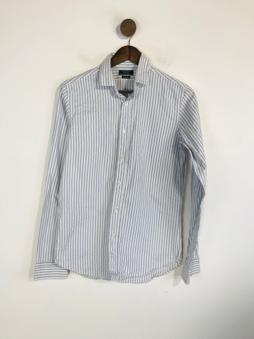 Zara Men's Striped Button-Up Shirt | M | Blue