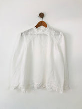 Load image into Gallery viewer, Zara Women&#39;s Embroidered Lace Trim Blouse | XL UK16 | White
