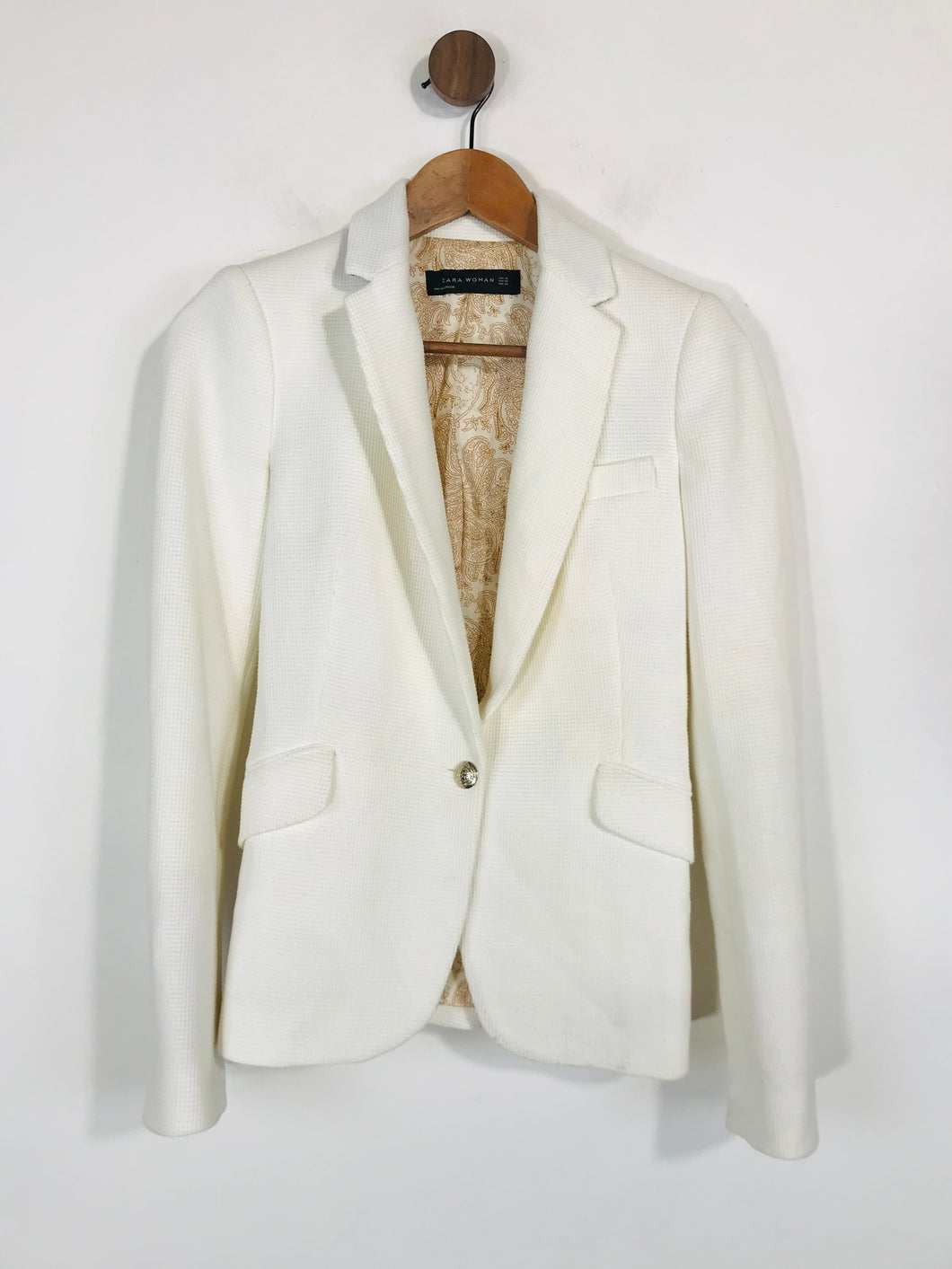 Zara Women's Knit Blazer Jacket | XS UK6-8 | White