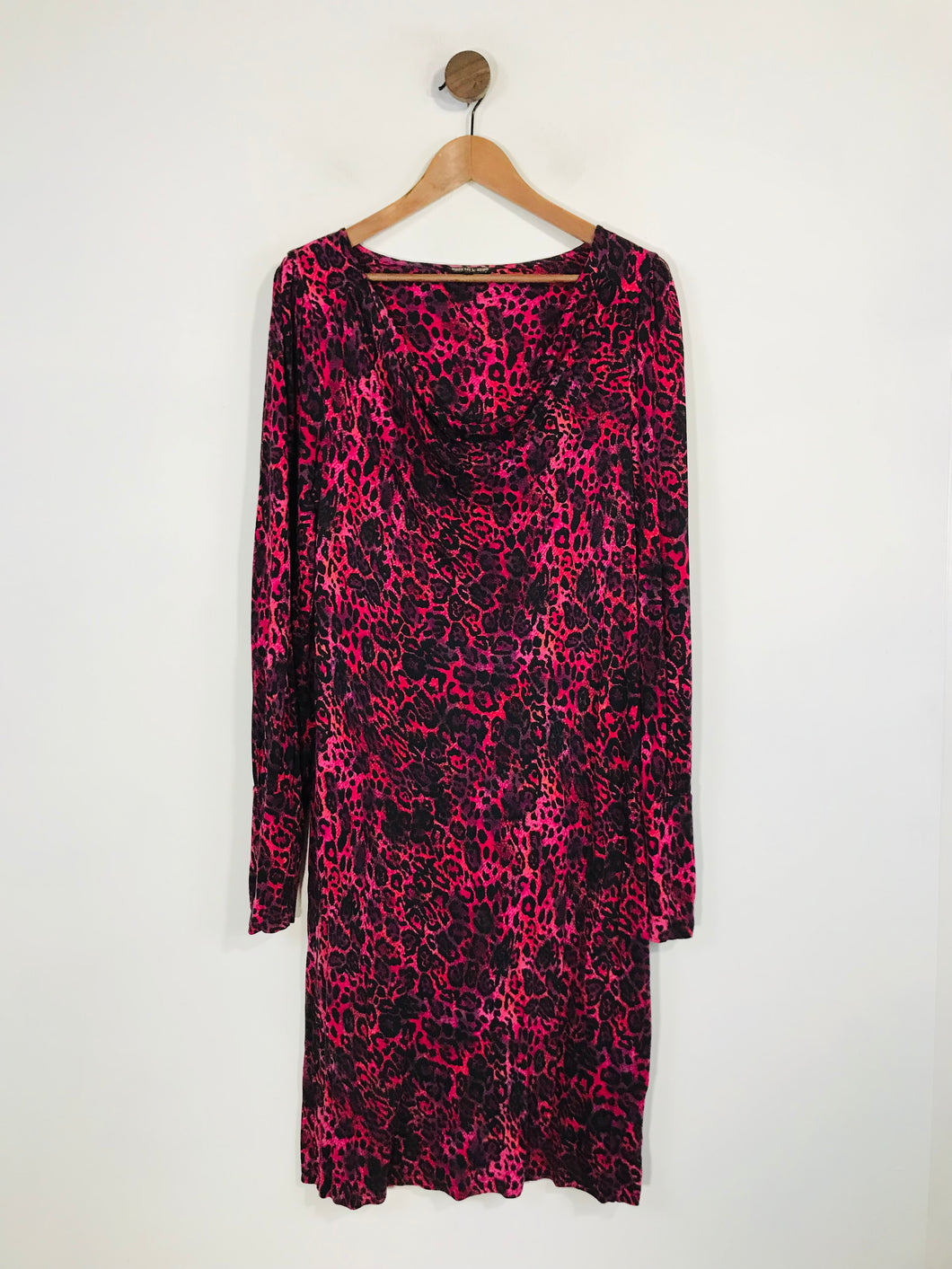 Biba Women's Leopard Print Cowl Neck Bodycon Dress | UK16 | Pink