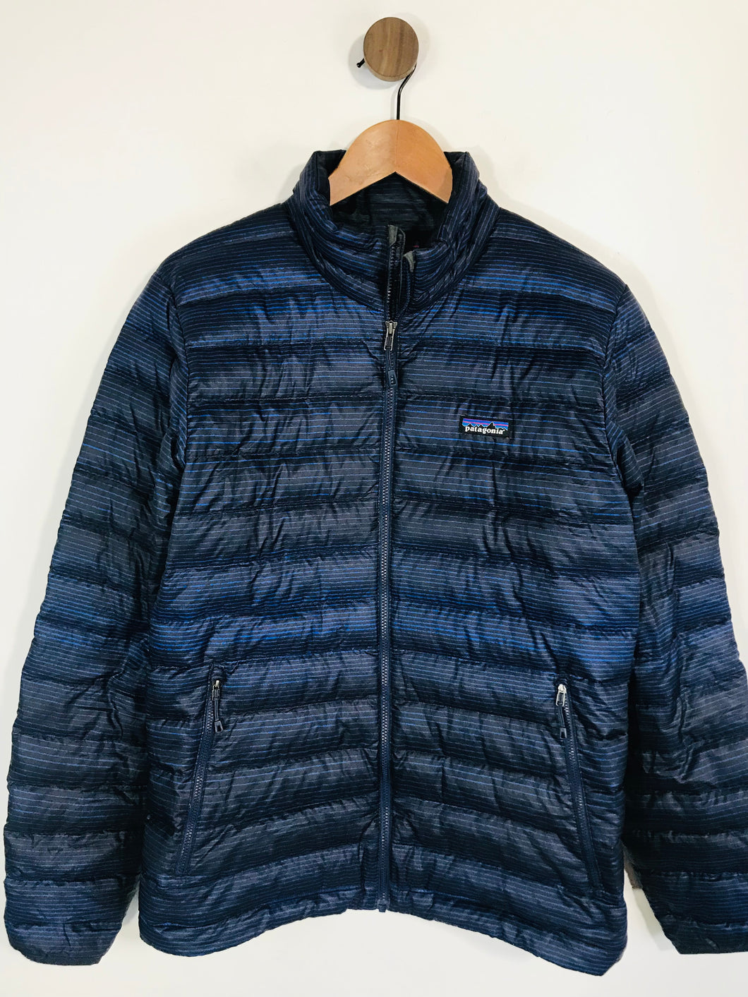 Patagonia Men's Striped Puffer Jacket | M | Blue