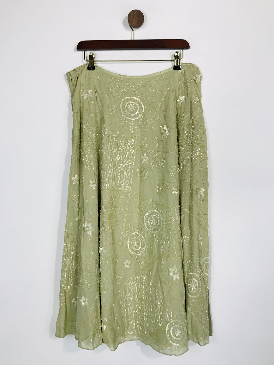 Pomodoro Women's Sequin Vintage A-Line Skirt | UK16 | Green