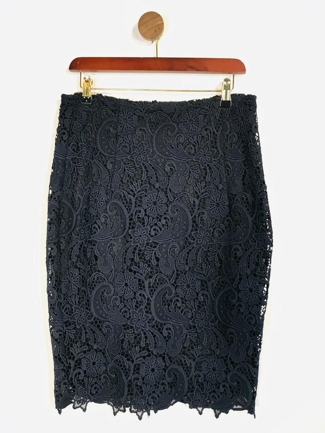 Zara Women's Floral Lace Pencil Skirt | L UK14 | Blue