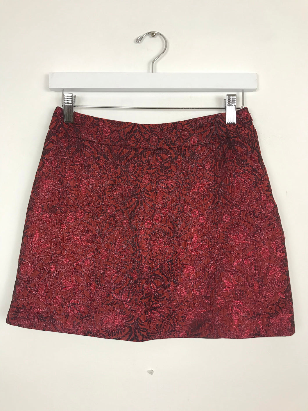 Karen Millen Floral Jacquard Mini Skirt | UK8 | Red
