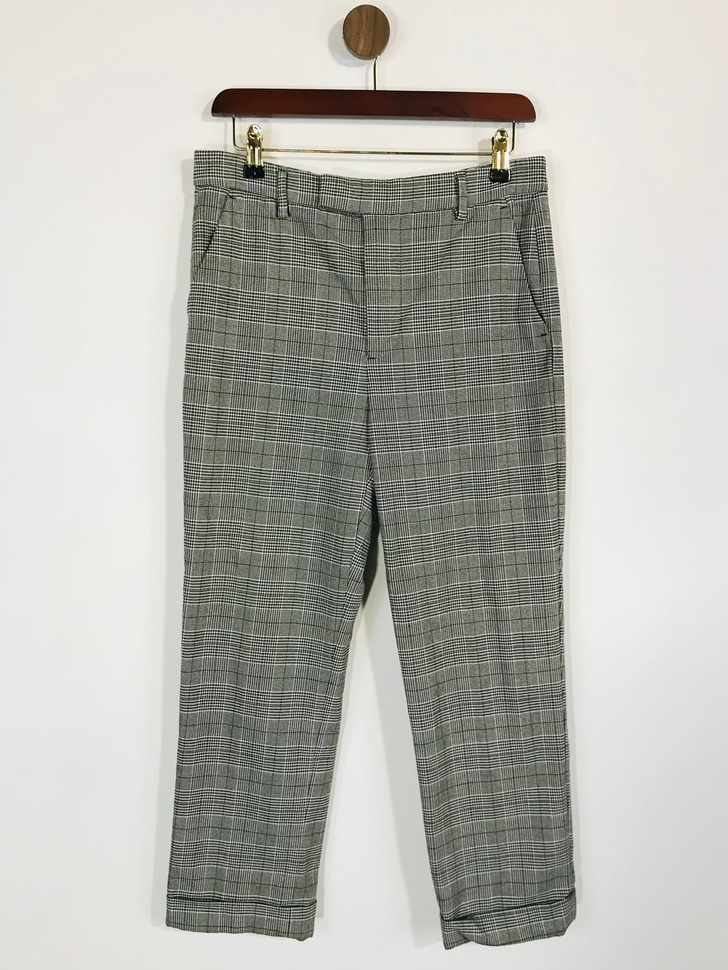 Zara Women's Check Chinos Trousers | EU38 UK10 | Grey