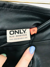 Load image into Gallery viewer, Only Women&#39;s Leather Ruffle Peplum Mini Skirt | UK8 | Black
