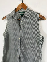 Load image into Gallery viewer, Ralph Lauren Women&#39;s Striped Sleeveless Button-Up Shirt | M UK10-12 | Blue

