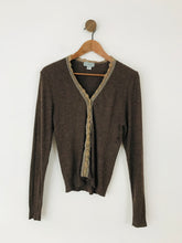 Load image into Gallery viewer, Jigsaw Women&#39;s Lace Trimmed Cardigan | L UK14 | Brown
