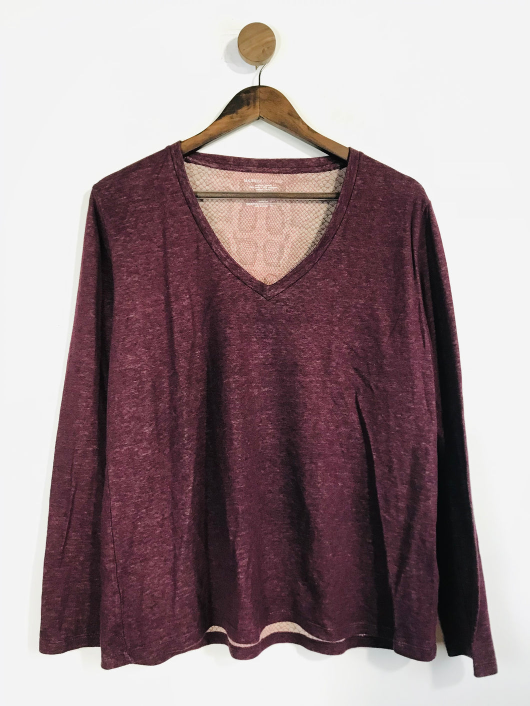 Majestic Filatures Women's Cashmere V-Neck Long Sleeve T-Shirt | 3 | Purple