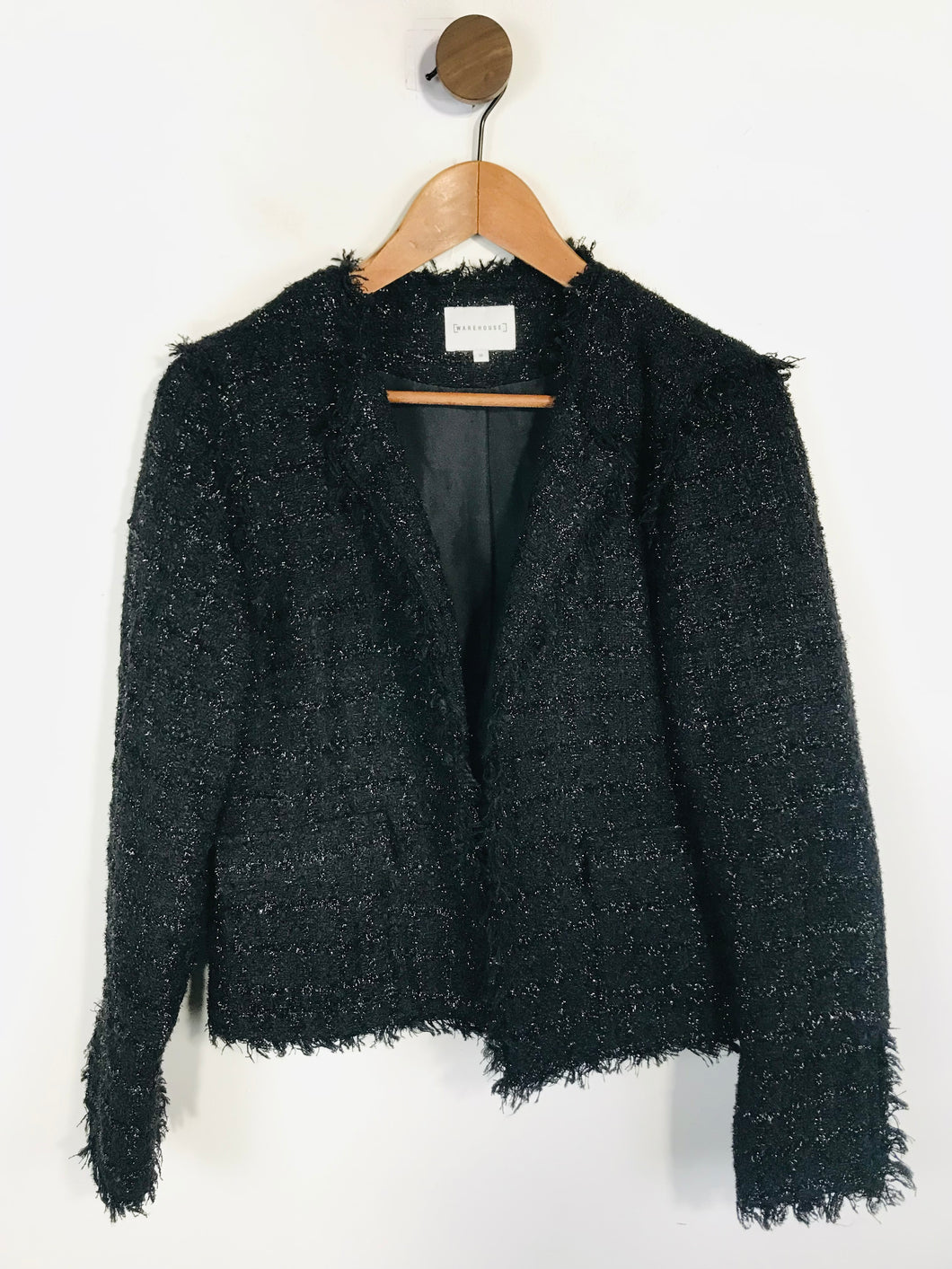 Warehouse Women's Tweed Blazer Jacket | UK16 | Black