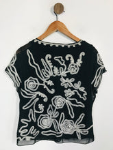 Load image into Gallery viewer, Jacques Vert Women&#39;s Floral Embroidered T-Shirt | S UK8 | Black

