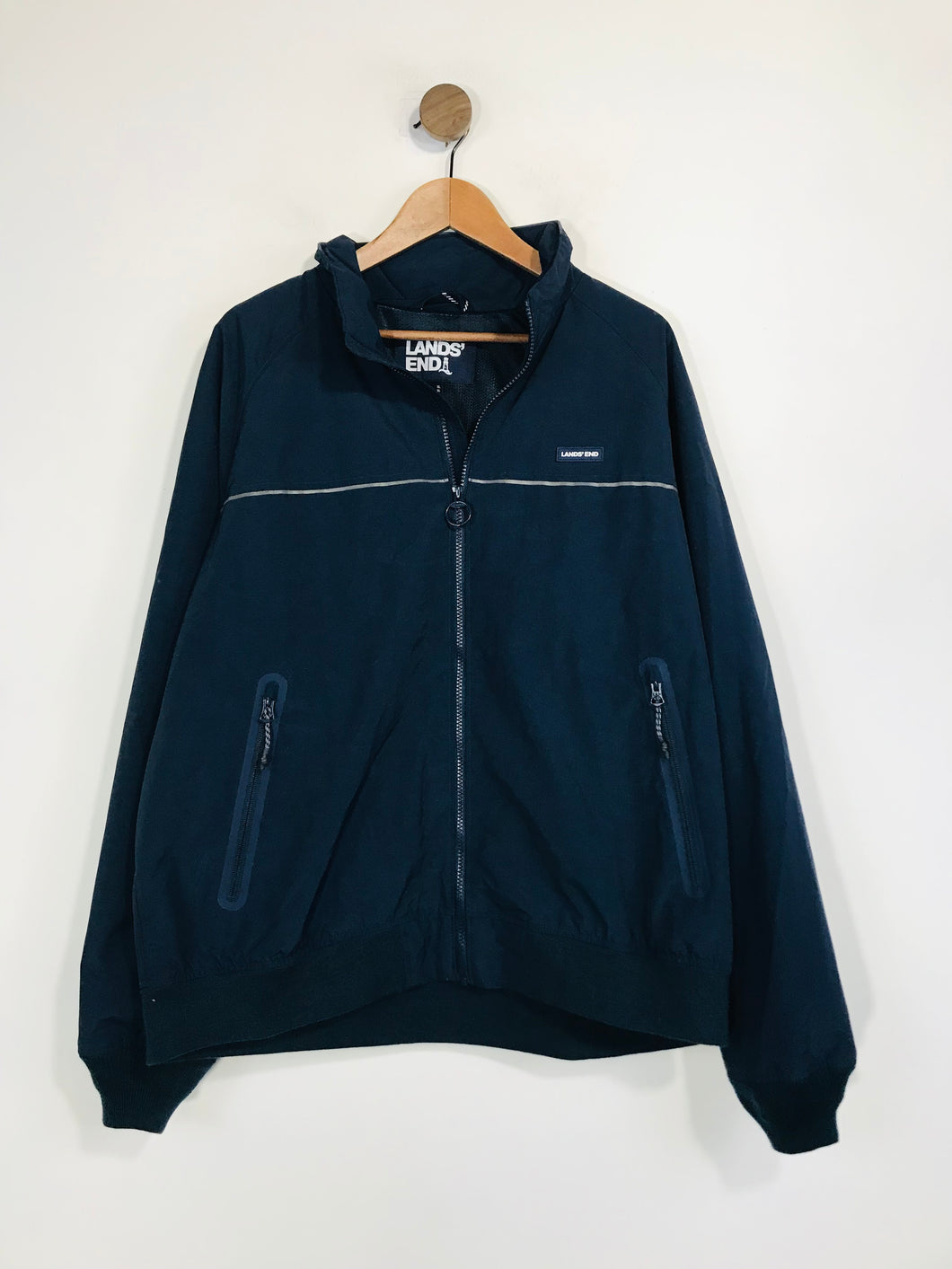 Lands’ End Men's Windbreaker Raincoat Jacket | XL | Blue