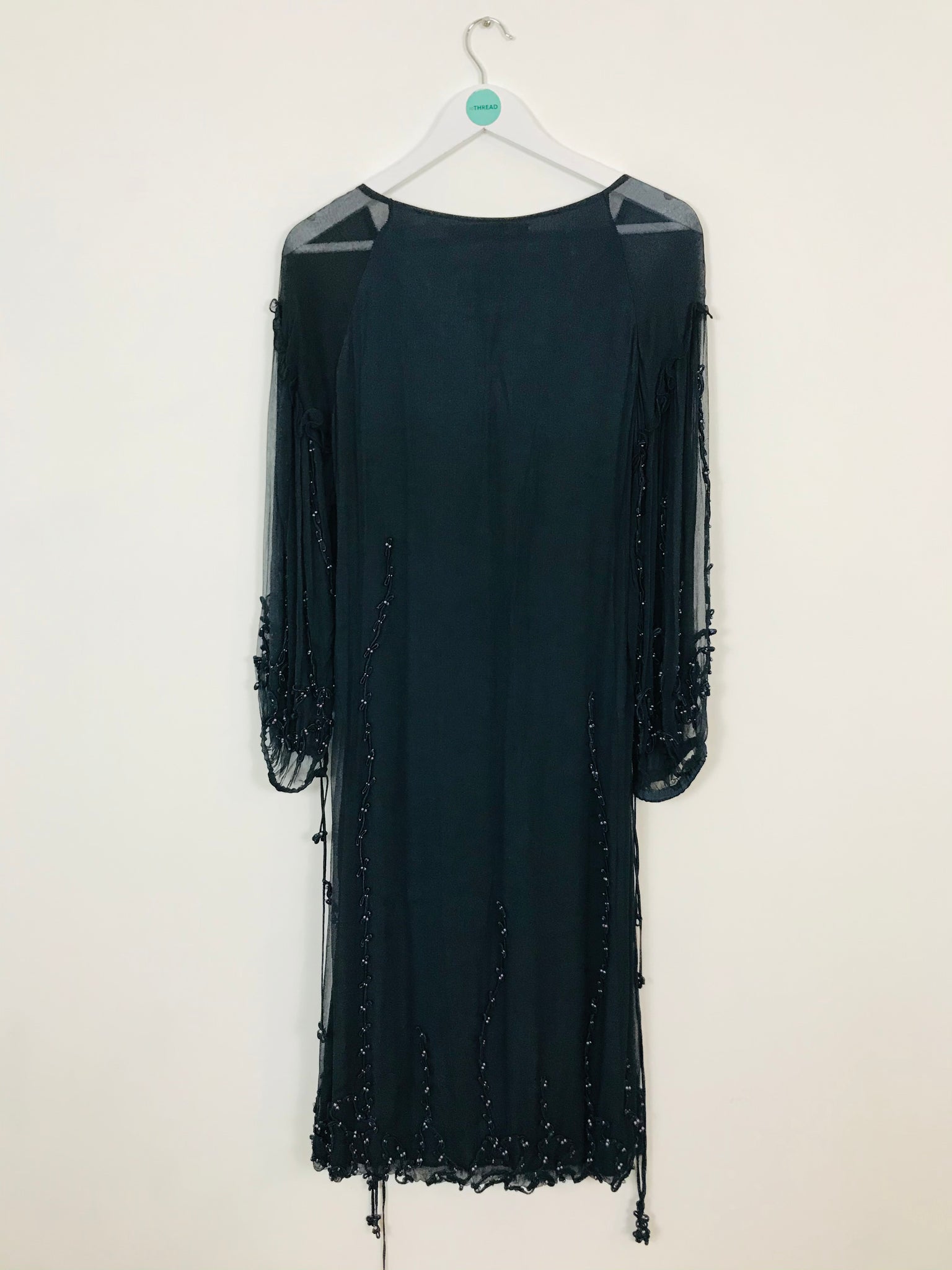 Blank London Womens Empire Line Embellished Midi Dress | M UK12 | Navy ReThread Blank London Womens Empire Line Embellished Midi Dress | M UK12 | Navy ReThread
