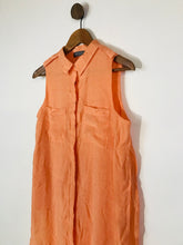 Load image into Gallery viewer, Mint Velvet Women&#39;s Sleeveless Split Sides Button-Up Shirt Dress | UK10 | Orange
