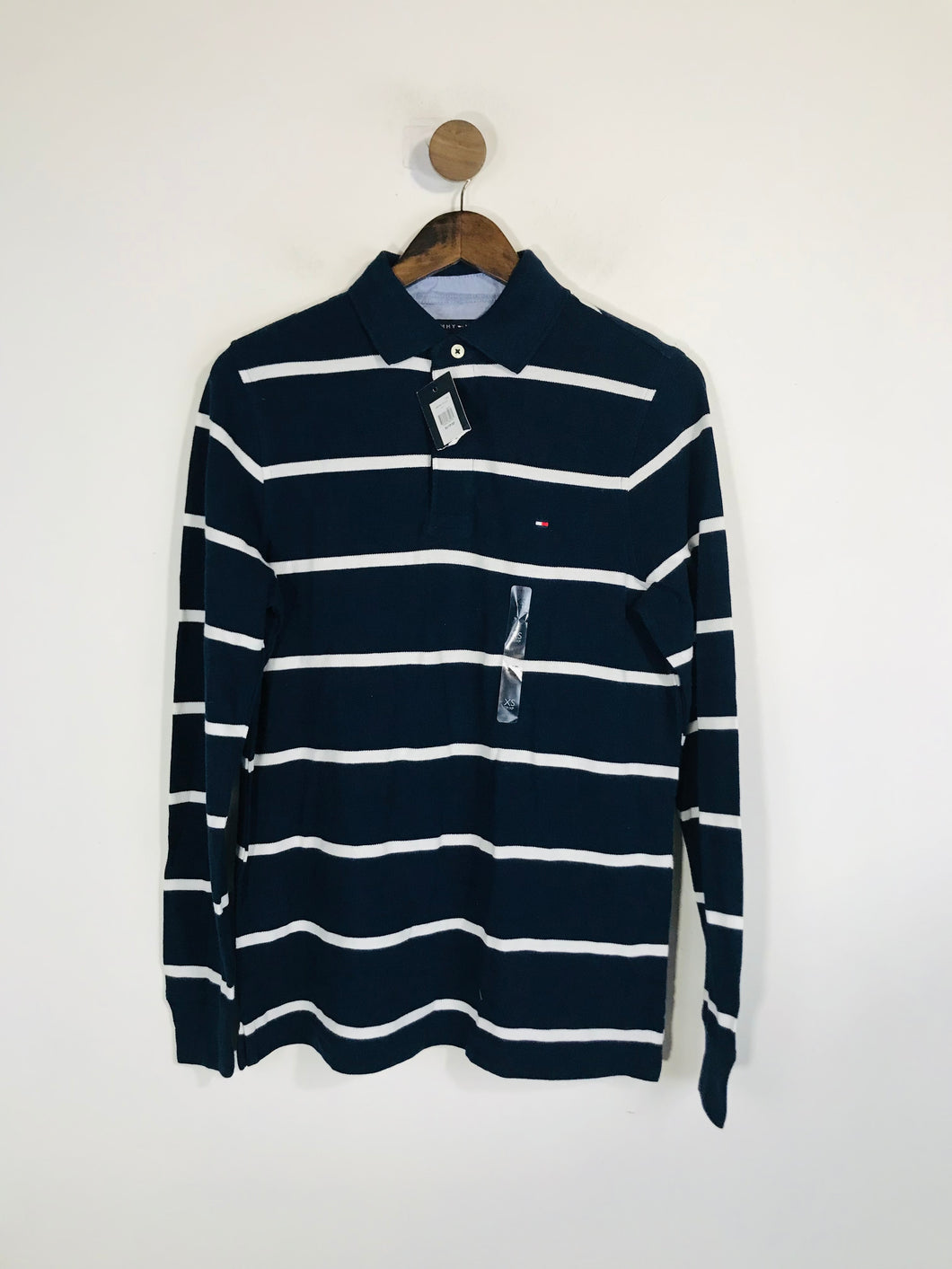 Tommy Hilfiger Men's Striped Long Sleeve Polo Shirt NWT | XS | Blue