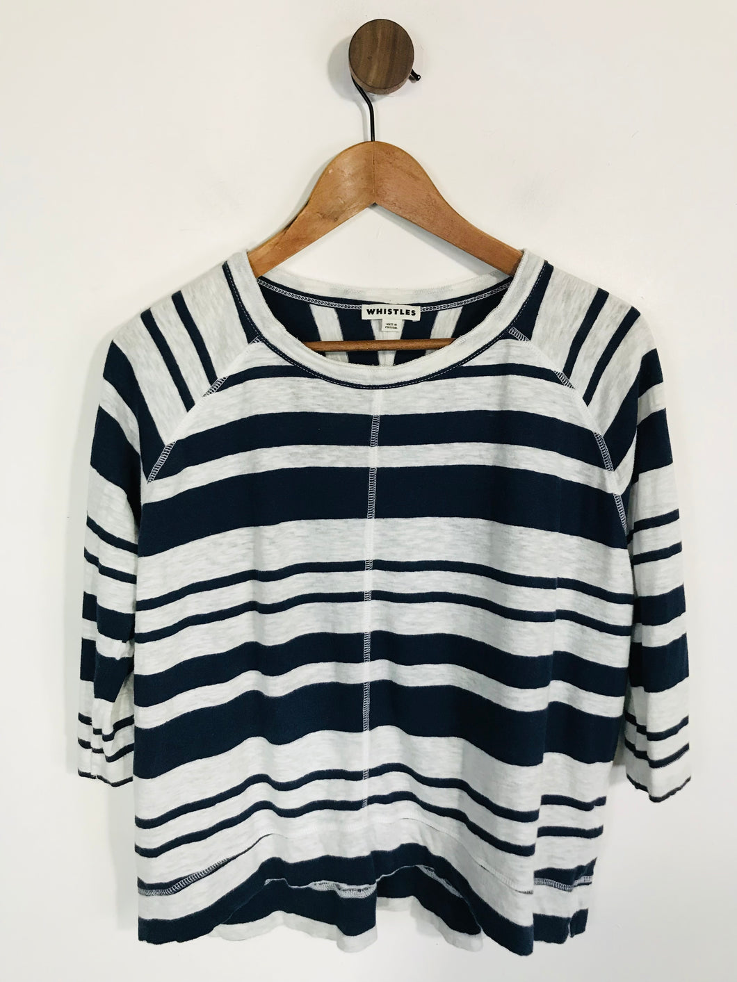 Whistles Women's Striped T-Shirt | L UK14 | Blue