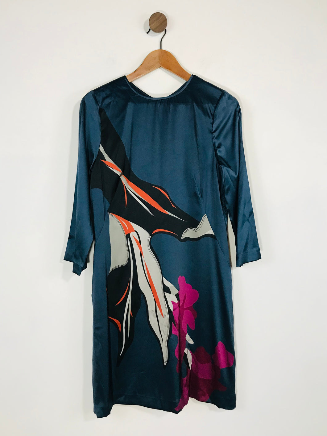 Jigsaw Women's Silk Long Sleeve A-Line Dress | UK14 | Blue