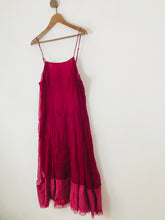 Load image into Gallery viewer, Jigsaw Women’s Silk A-Line Midi Dress | UK14 | Burgundy Red
