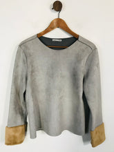 Load image into Gallery viewer, Zara Women&#39;s Faux Suede Blouse | M UK10-12 | Grey
