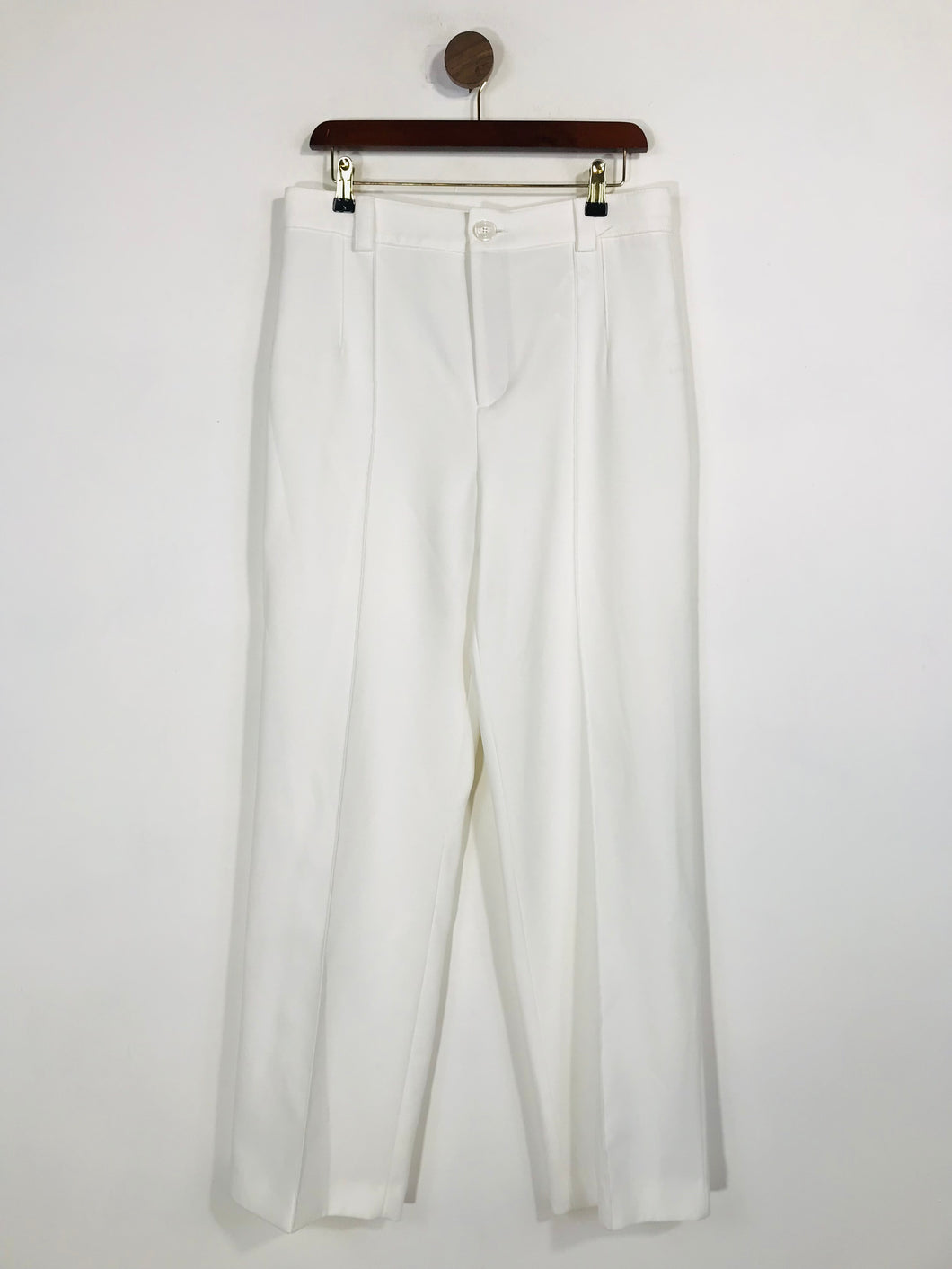 Zara Women's Striped High Waist Casual Trousers | L UK14 | White