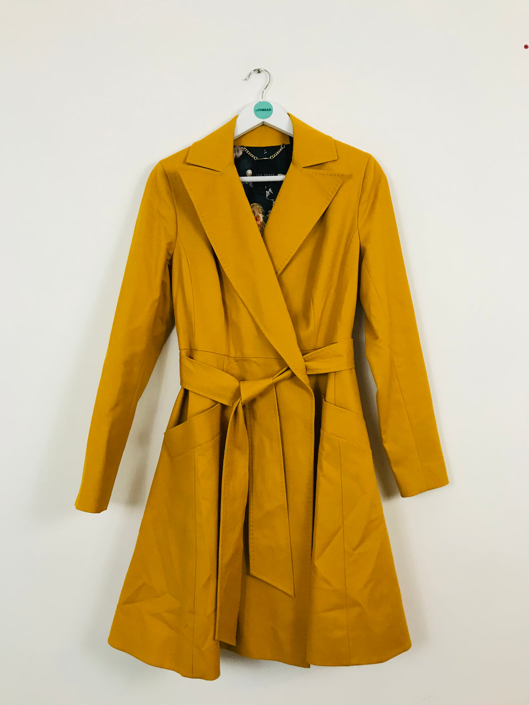 Ted Baker Women’s A-Line Trench Coat | 2 UK10 | Mustard Yellow