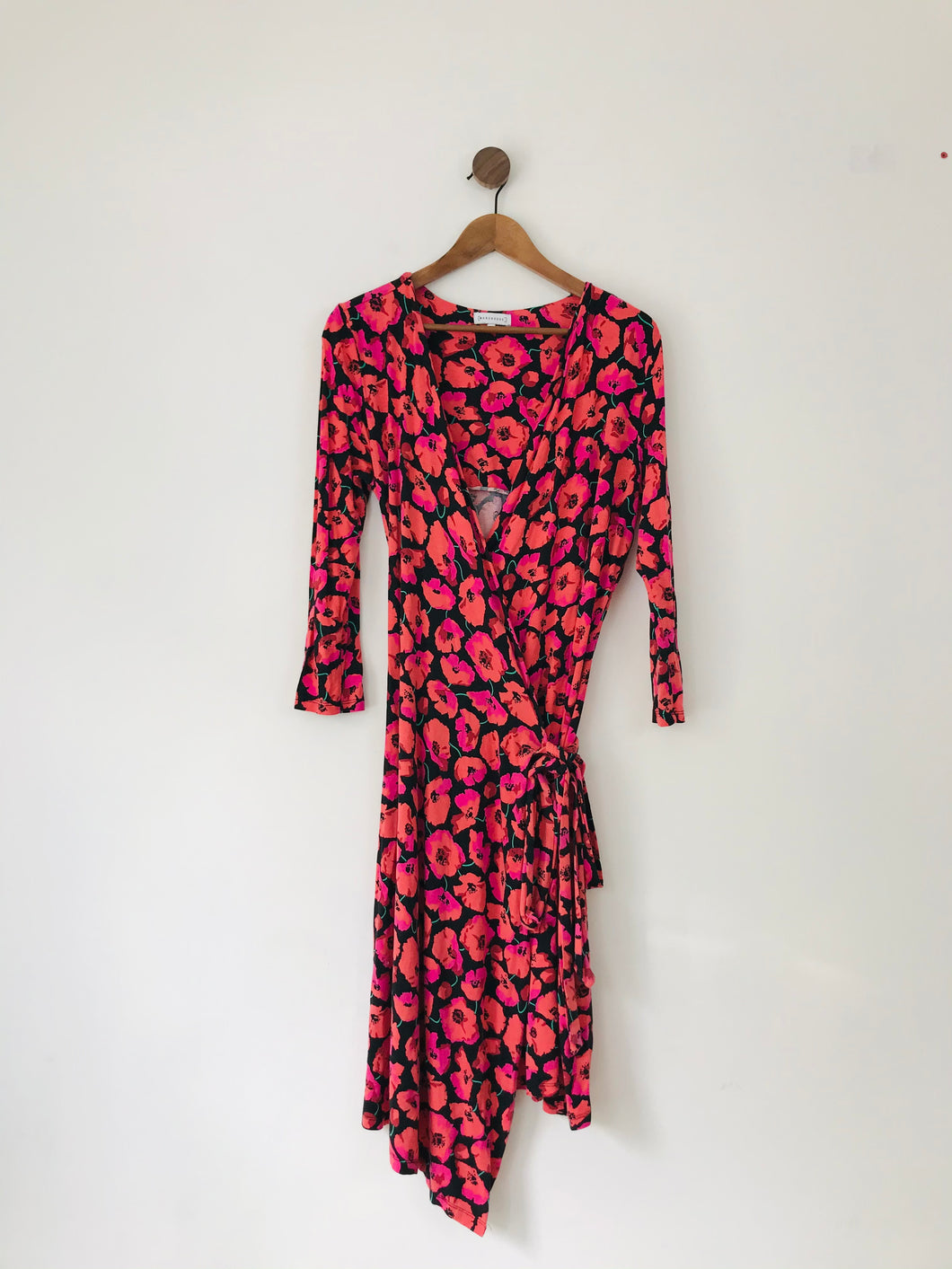 Warehouse Women’s Floral Midi Wrap Dress | UK12 | Pink