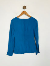 Load image into Gallery viewer, Reiss Women&#39;s Long Sleeve Ruched Blouse | UK8 | Blue
