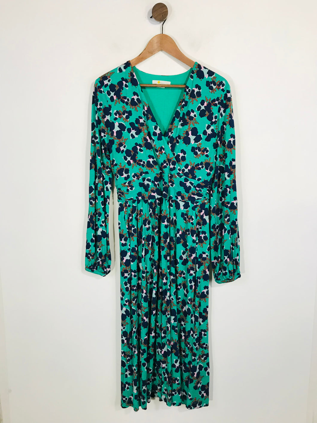 Boden Women's Leopard Print V neck Dress | UK12 | Green