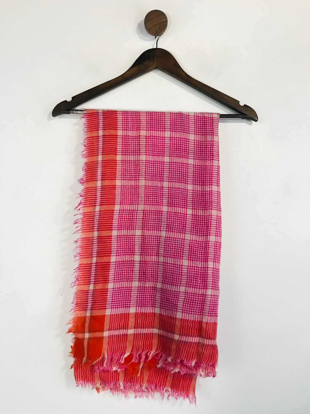 Inoui Women's Wool Check Gingham Scarf | OS | Pink