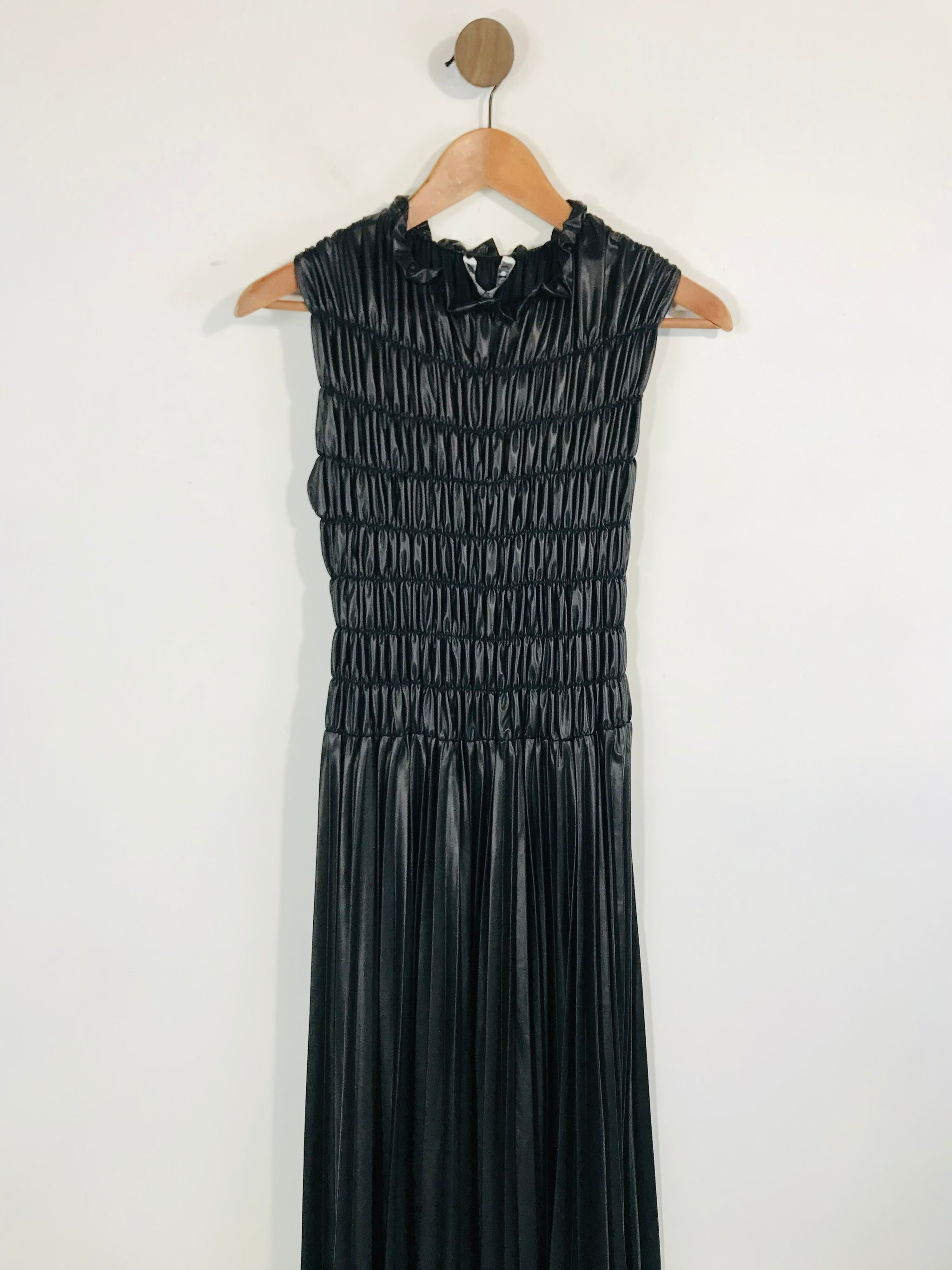 Zara Women's Faux Leather Pleated A-Line Dress NWT | M UK10-12 | Black ReThread Zara Women's Faux Leather Pleated A-Line Dress NWT | M UK10-12 | Black ReThread
