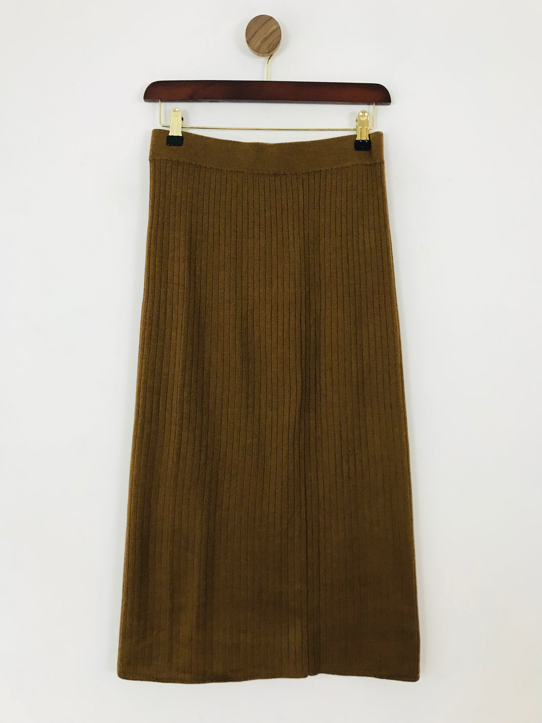Uniqlo Women's Wool Knit Rib Midi Skirt | S UK8 | Brown