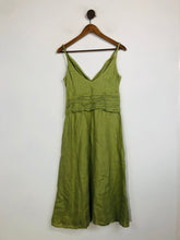 Load image into Gallery viewer, Kew Women&#39;s Linen Ruched A-Line Dress | UK12 | Green
