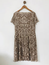 Load image into Gallery viewer, Phase Eight Women&#39;s Smart Embroidered A-Line Dress NWT | UK16 | Brown
